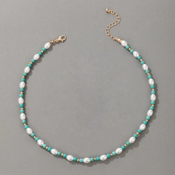 💎✨ Turquoise Pearl Choker - Picture 3 of 3